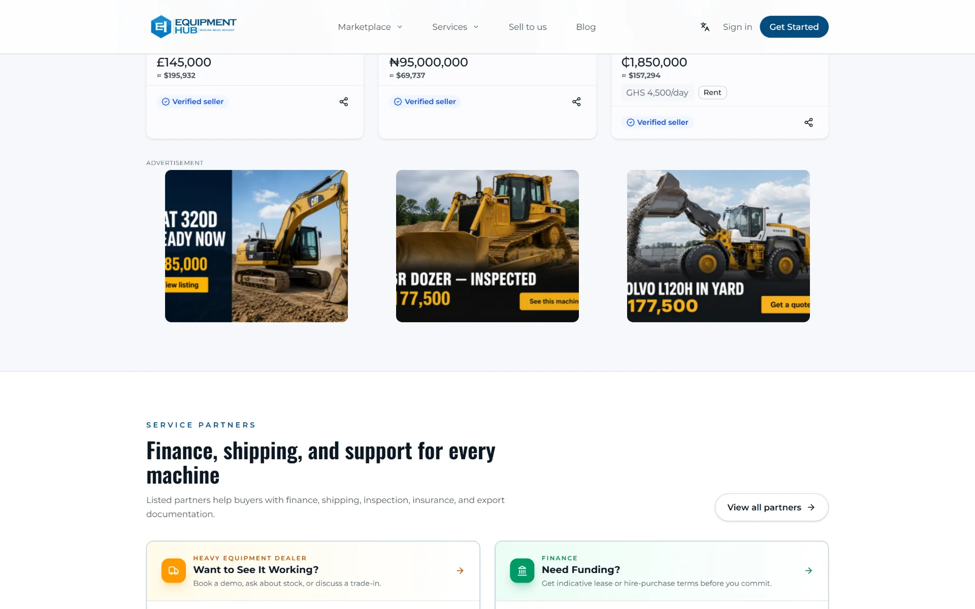 Homepage tiles running on Equipment Hub