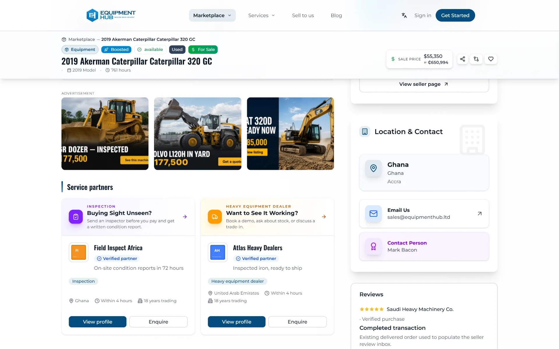Listing tiles running on Equipment Hub